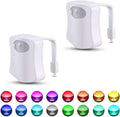2-Pack Toilet Night Light, Motion-Activated LED Lamp with UV Light, 16-Color Changing, Tap-Activated, Smart Night Light for Bathroom Toilet