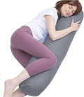 1 MIDDLE ONE Body Pillow, Bolster Pillow with Cooling Cover, Long Round Roll Cylinder Pillow for Bed, 47" x 7.87", Grey