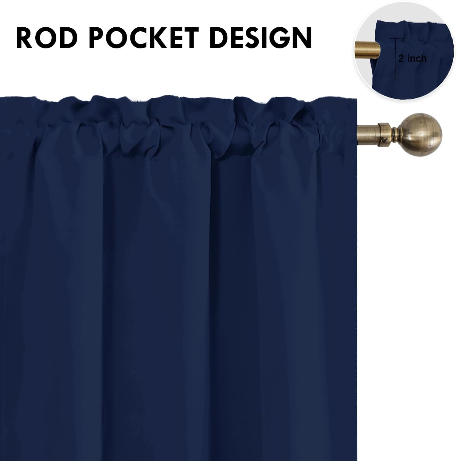 Dwcn Navy Blue Blackout Curtains for Living Room 84 Inch Length 2 Panels Set Window Drapes Thermal Insulated Room Darkening Rod Pocket Curt…