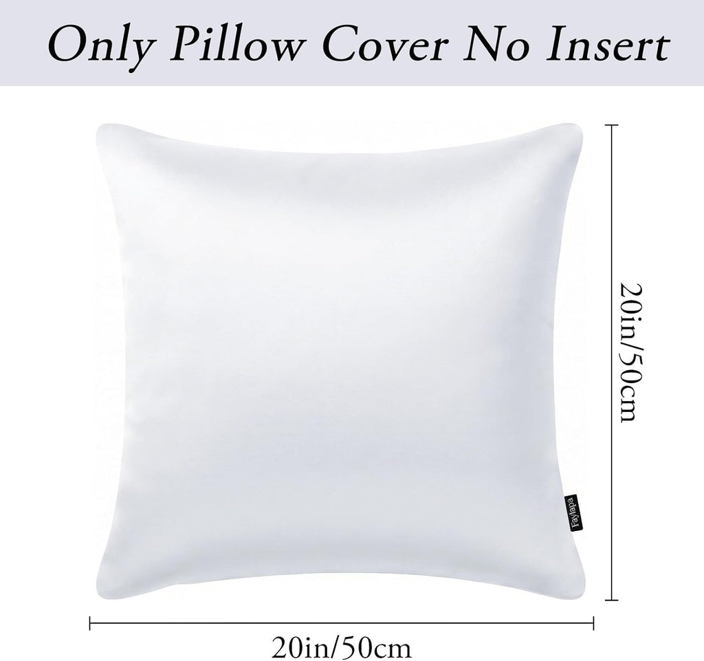 Faylapa 4 Pack Christmas Satin Throw Pillow Cases, White Heavy Silk Satin Decorative Pillow Covers Solid Dyed Soft Pillow Cover Home…
