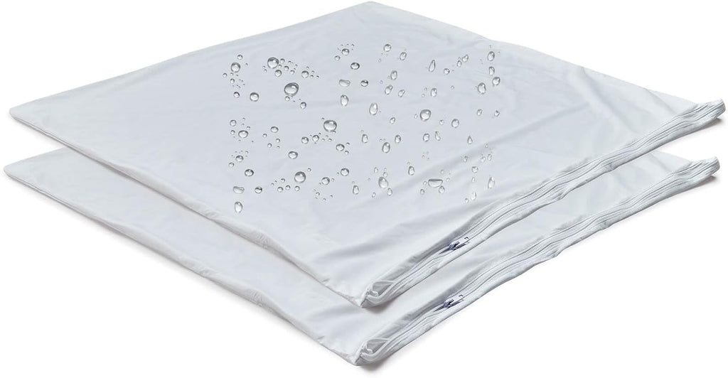 Kingnex 2 Pack Feather Proof Pillow Protectors 18x18 Waterproof Pillow Covers for Square Throw Pillow 18x18 2 Pack White