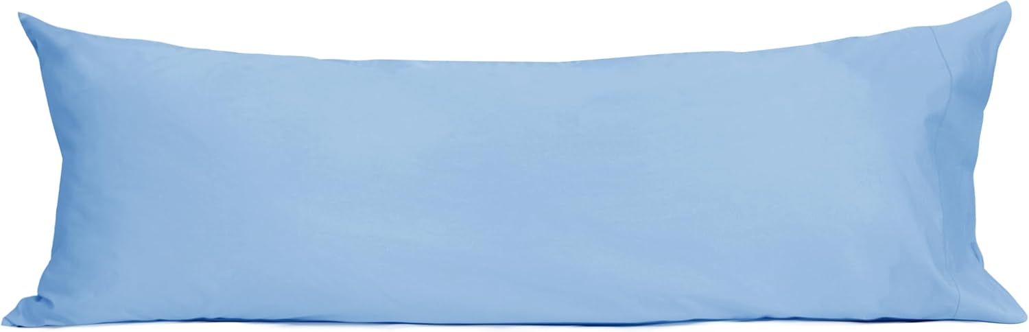 Sunflower Body Pillowcase 100% Cotton Long Pillow Cover/Case Envelope Closure 1 Pack, 20×54 inches Placid Blue, Soft and Breathable