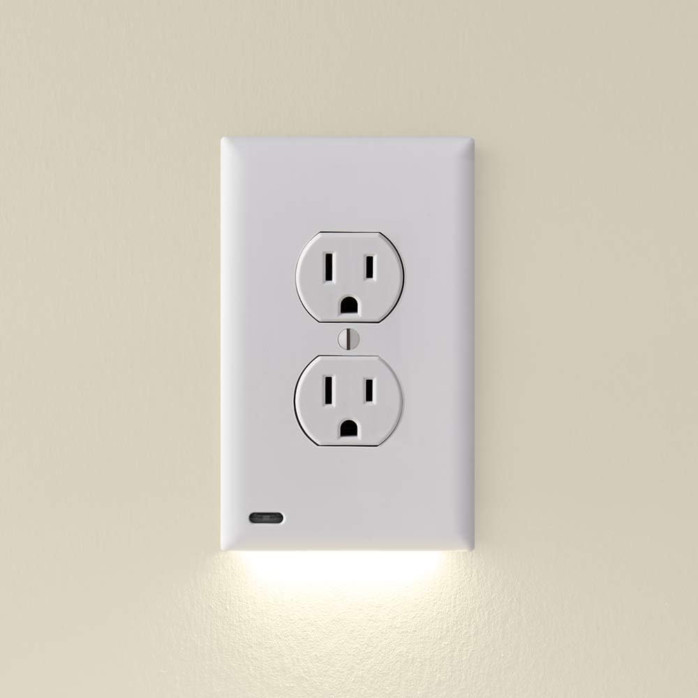 2 Pack - SnapPower GuideLight [For Duplex Outlets] - Replaces Plug-In Night Light - Electrical Receptacle Wall Plate With LED Night…