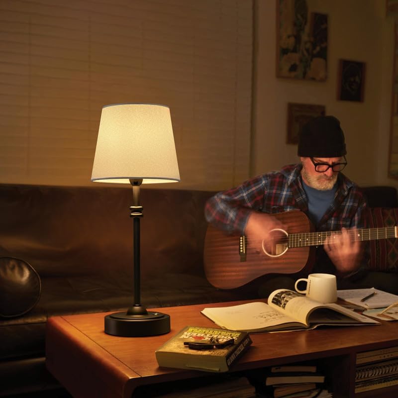 ONEWISH Cordless Lamp-Battery Operated Table lamp, 4000mAh Rechargeable, Stepless Dimmable, Small Touch Bedside Lamp with White…