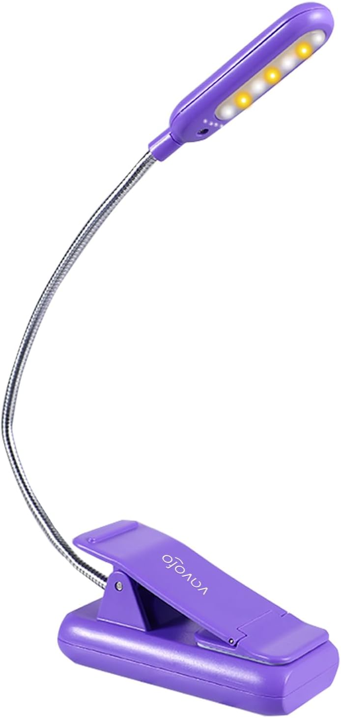 Vavofo Rechargeable Book Light for Reading in Bed Kids, 7 LED Reading Light with 9-Level Warm Cool White Daylight, Eye comfort Lamp with…