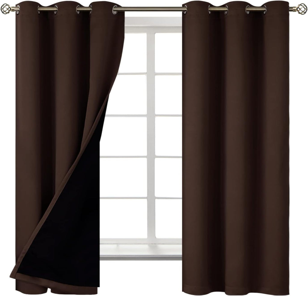 BGment Thermal Insulated 100% Blackout Curtains for Bedroom with Black Liner, Double Layer Full Room Darkening Noise Reducing Grommet Curta…