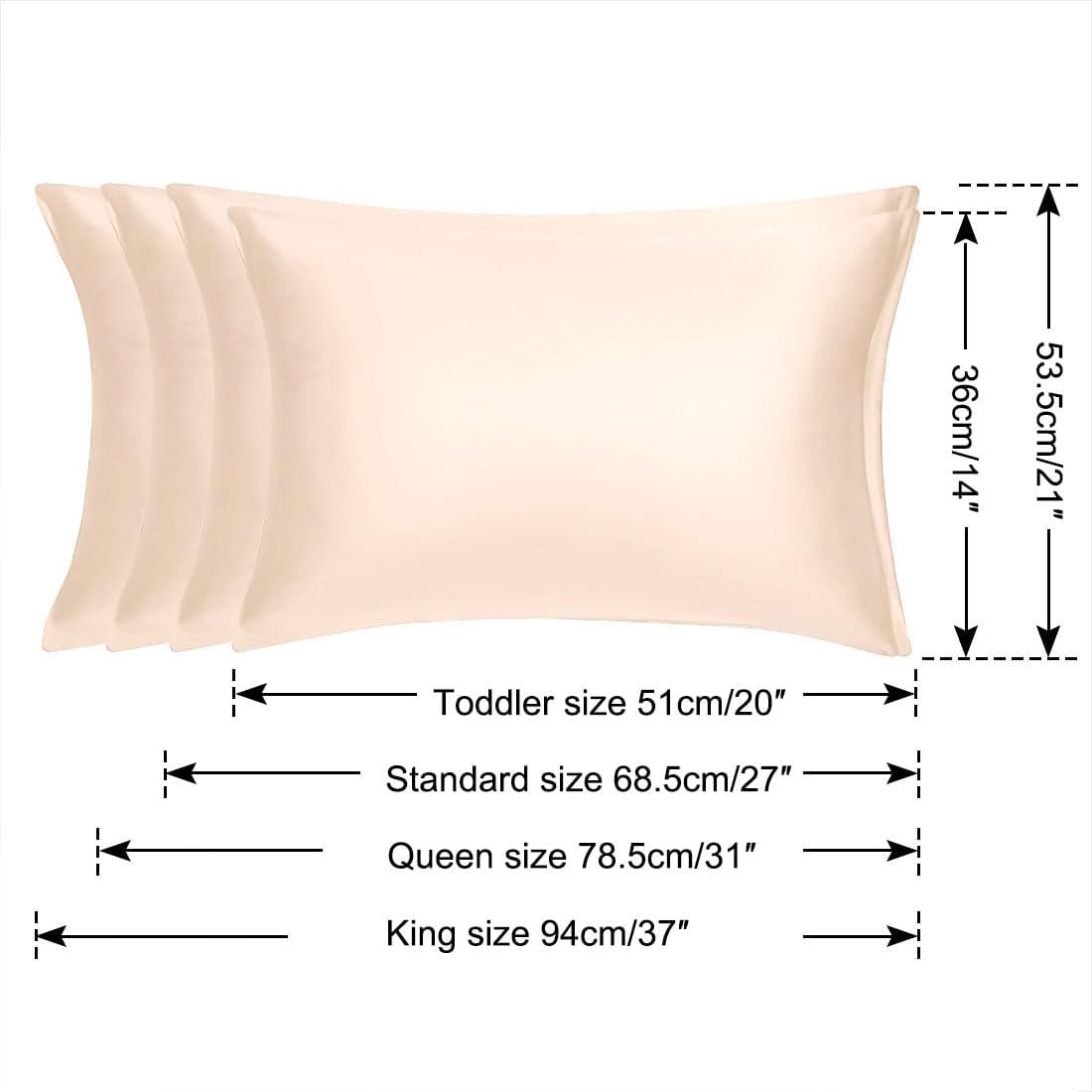 uxcell King Satin Pillowcase with Zipper, Super Soft and Luxury, Silky Pillow Cases Covers Set of 2, 21"x37", Caramel