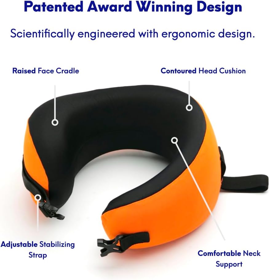 C CUSHION LAB Travel Pillow, Award-Winning Patented Ergonomic Design for Chin & Neck Support Memory Foam Neck Pillow, Compact Airplane…