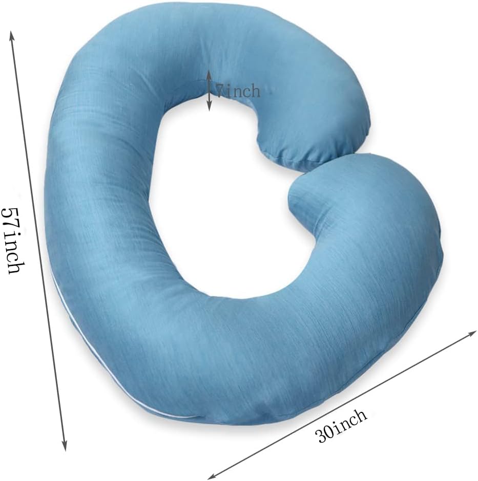 1 MIDDLE ONE Pregnancy Pillow, C Shaped Full Body Pillow for Maternity Support, Pregnant Women Sleeping Pillow with Cover (Cooling Blue)