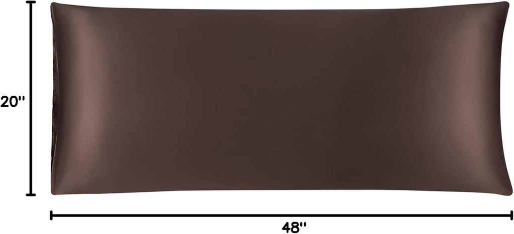 uxcell Body Pillow Cover 20x48 Inch Brown Silky Satin Body Pillowcases for Hair and Skin Luxury Cooling Soft Smooth Washable