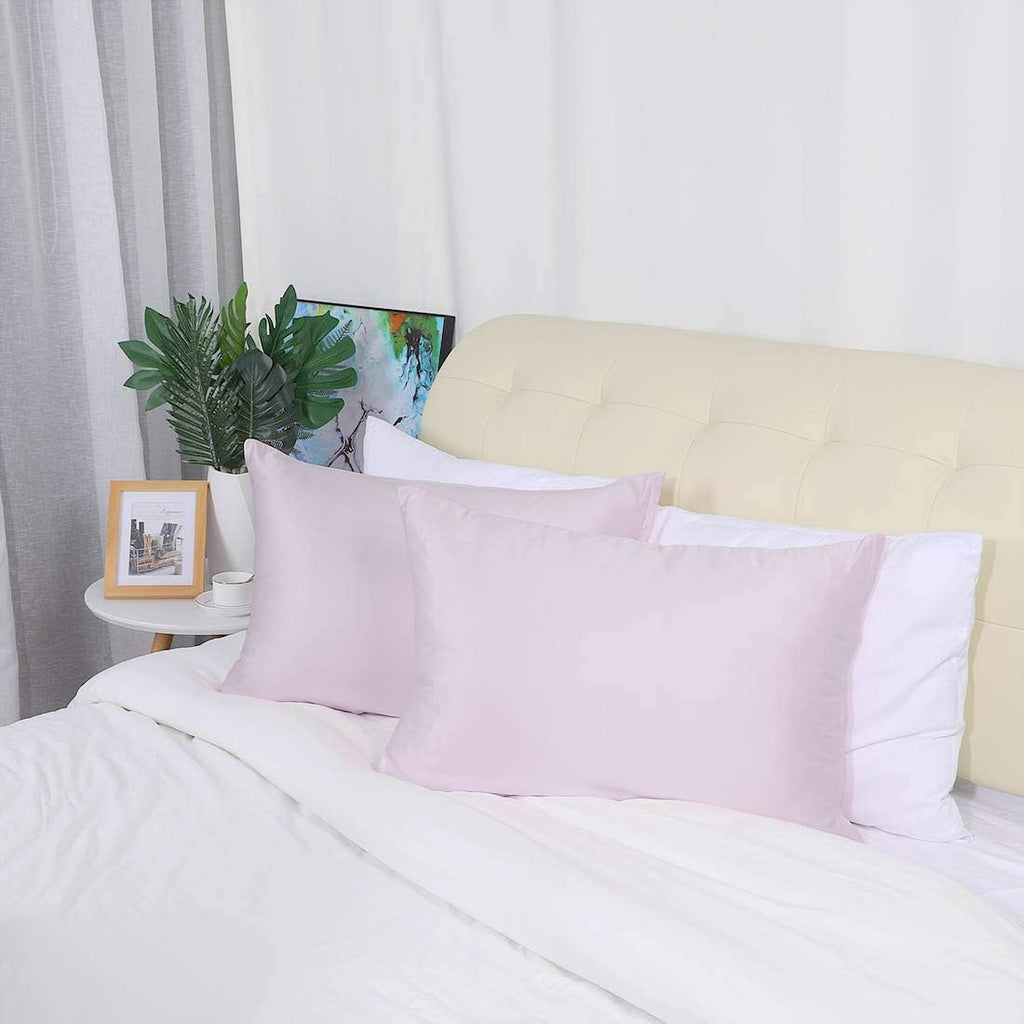uxcell Standard Satin Pillowcase with Zipper, Super Soft and Luxury, Silky Pillow Cases Covers Set of 2, 21"x27", Lavender Gray