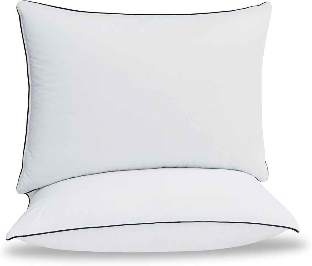 Down Pillows Breathable Cotton Shell Cover, Luxury Hotel Collection Bed Pillows for Sleeping, Fluffy Soft Medium Firm Down Fiber Pillows…