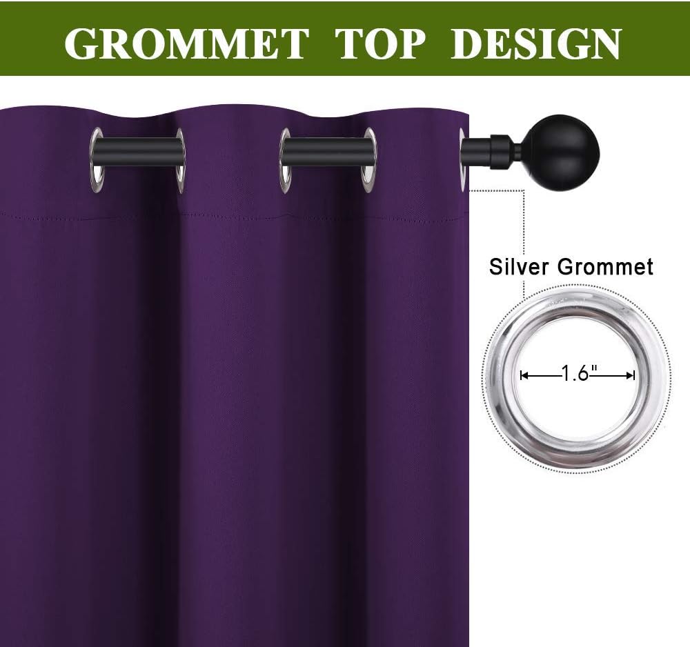 NICETOWN Energy Saving Blackout Darkening Drape, Triple Weave Home Decoration Thermal Insulated Solid Ring Top Blackout Curtain/Drape for…