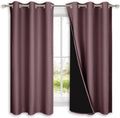 Nicetown Dry Rose 100% Blackout Lined Curtains, 2 Thick Layers Completely Blackout Window Treatment Panels Thermal Insulated Drapes for Kit…
