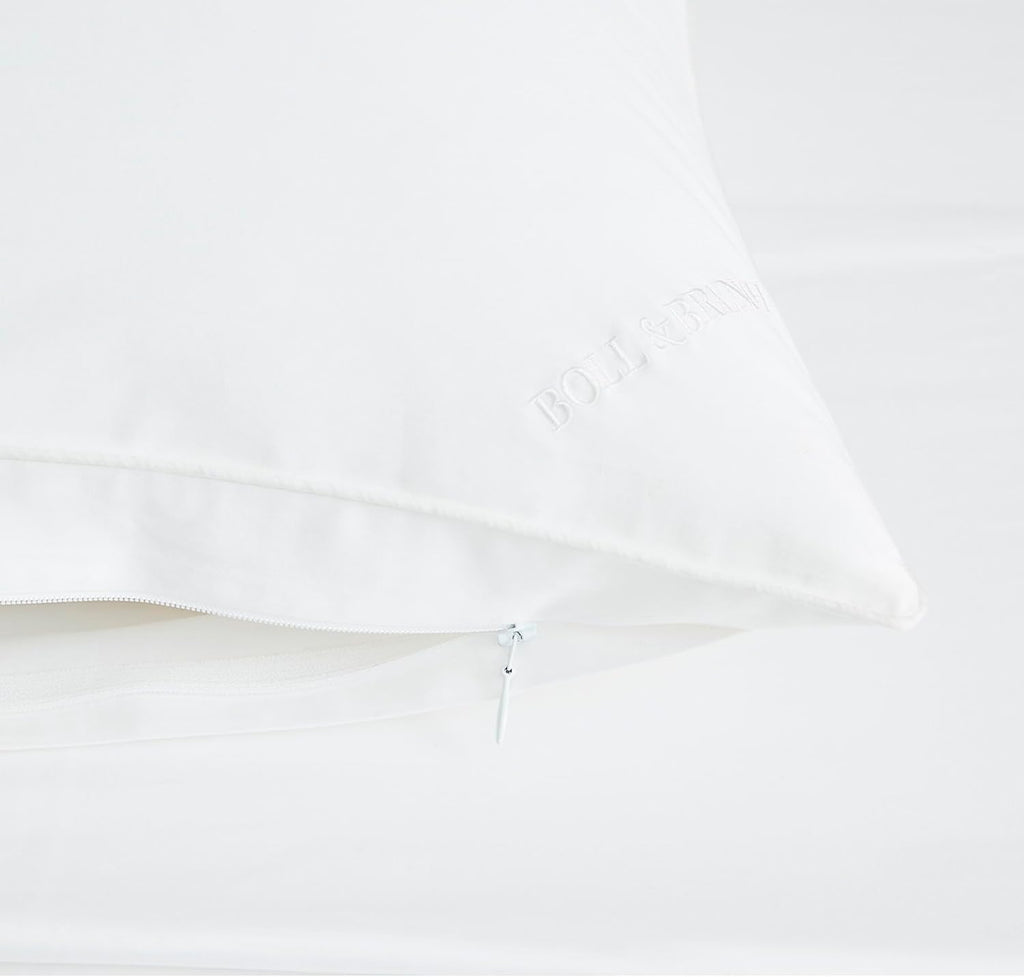 Boll & Branch Pillow Protector - King Size Pillows, White Cover - 1 Protector Included - Zipper Closure, Hypoallergenic, Soft, Breathable…