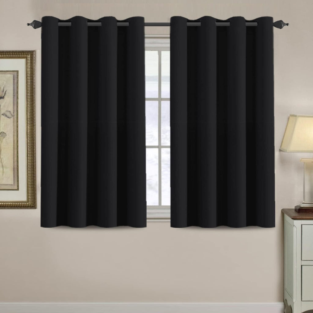 H.VERSAILTEX Blackout Curtain for Living Room Small Window Kitchen Blackout Curtains 45 inch Length Energy Saving Solid Grommet…