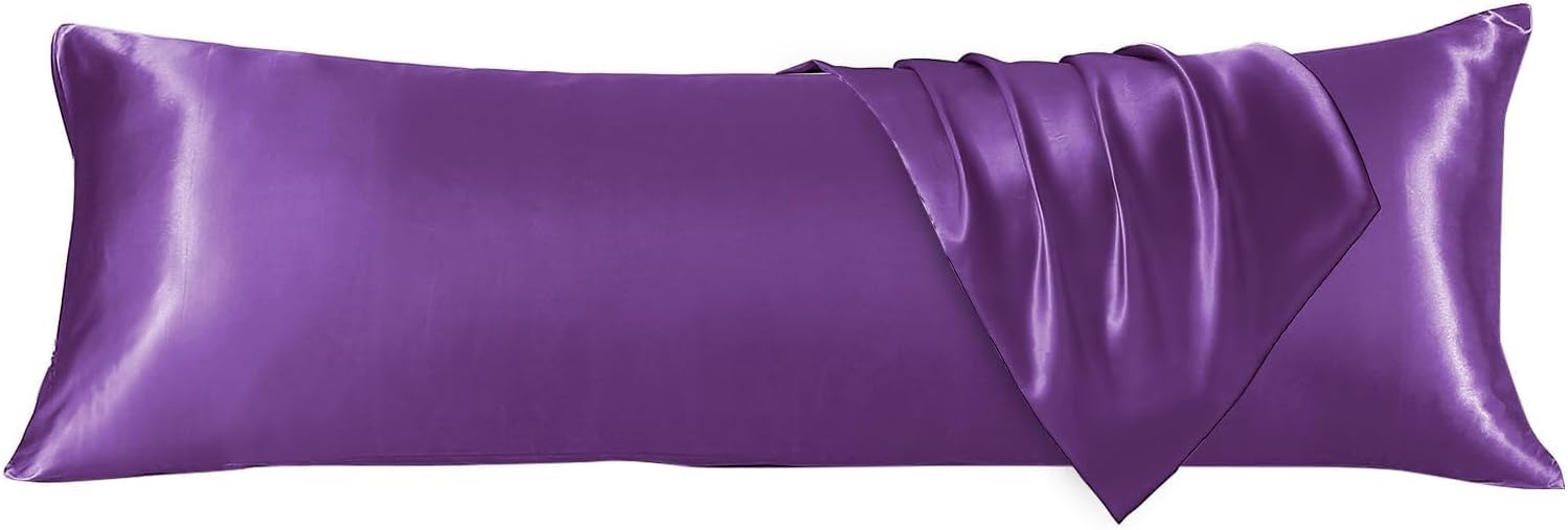 Huxmeyson Body Pillow with Satin Pillowcase, Body Pillow for Adults, Removable Cover, (20"x54") 1 count