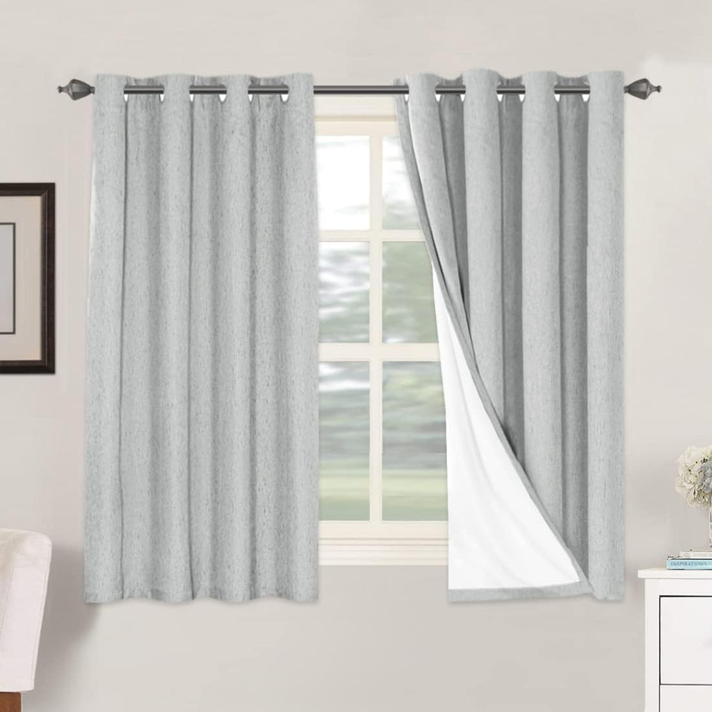 H.VERSAILTEX 100% Blackout Curtains for Bedroom Thermal Insulated Linen Textured Curtains Heat and Full Light Blocking Drapes Living Room…