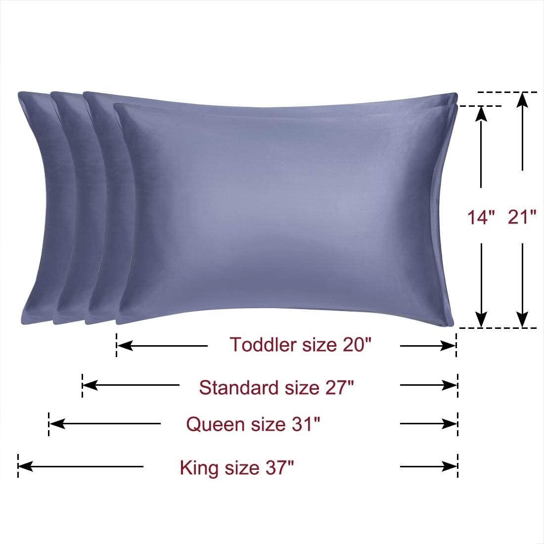 uxcell King Satin Pillowcase with Zipper, Super Soft and Luxury, Silky Pillow Cases Covers Set of 2, 21"x37", Slate Gray