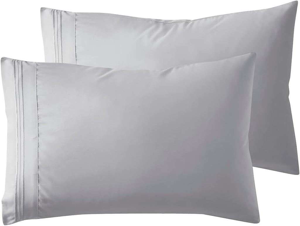 Nestl Light Grey King Pillow Cases 2 – Soft King Size Pillow Case, 1800 Brushed Microfiber Pillowcases, Envelope Closure Pillowcase, King P…