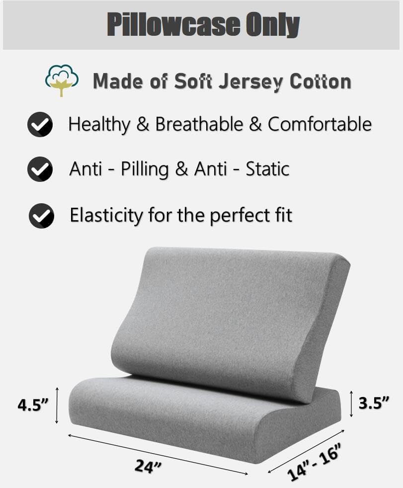 Replacement Pillow Cover for Memory Foam Neck Pillow, Soft Cotton Pillow Protector for Neck Cervical Pillow, Latex Pillow