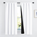 Nicetown White 100% Blackout Lined Curtains, 2 Thick Layers Completely Blackout Rod Pocket Thermal Insulated Drapes for Kitchen/Bedroom (1…