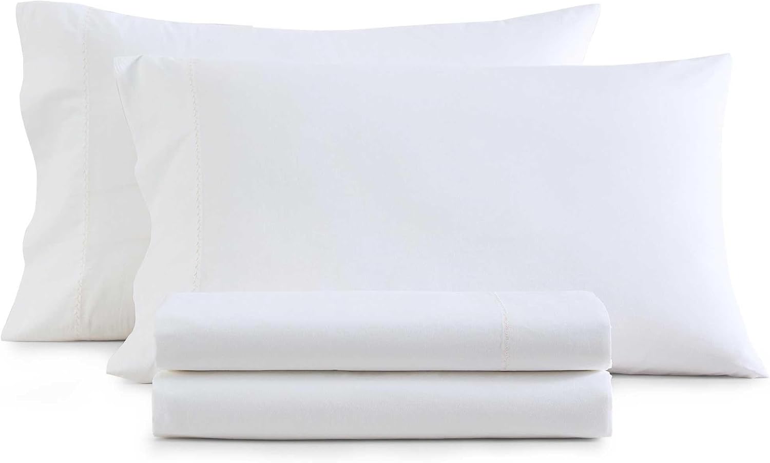 MarthaStewart Martha Stewart - Full Size Sheets Set, Crisp & Tailored Cooling Sheets with a Smooth Cotton Percale Lightweight Feel - Bed Sh…