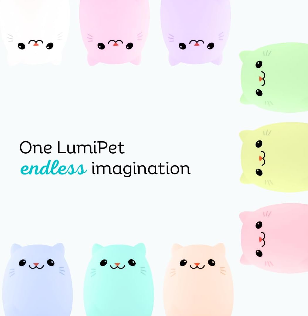 Lumipets Clive the Cat Squishy Silicone Night Light for Kids | Cute Night Light with Remote & Touch Control for Baby & Toddler Bedrooms |…