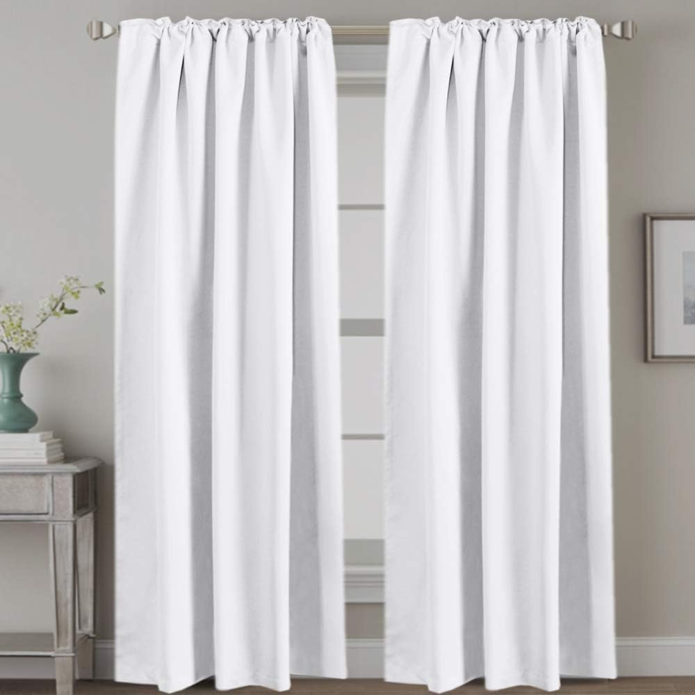 H.VERSAILTEX White Curtains Thermal Insulated Window Treatment Panels Room Darkening Privacy Assured Drapes for Living Room Bac…