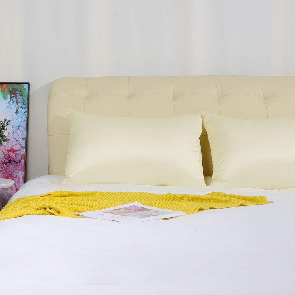 uxcell 2 Pack Silk Satin Pillowcase for Hair and Skin, Cool, Silky, Soft Breathable Pillow Cases King Size 20x36 Inch Sateen Pillowcase Pea…