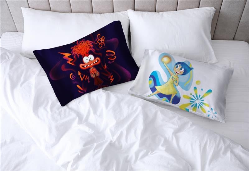 JayFranco Disney Pixar Inside Out Joy Satin Pillowcase - Standard Size 20x30 Inch Silky Soft White Pillow Cover 30 inch White
