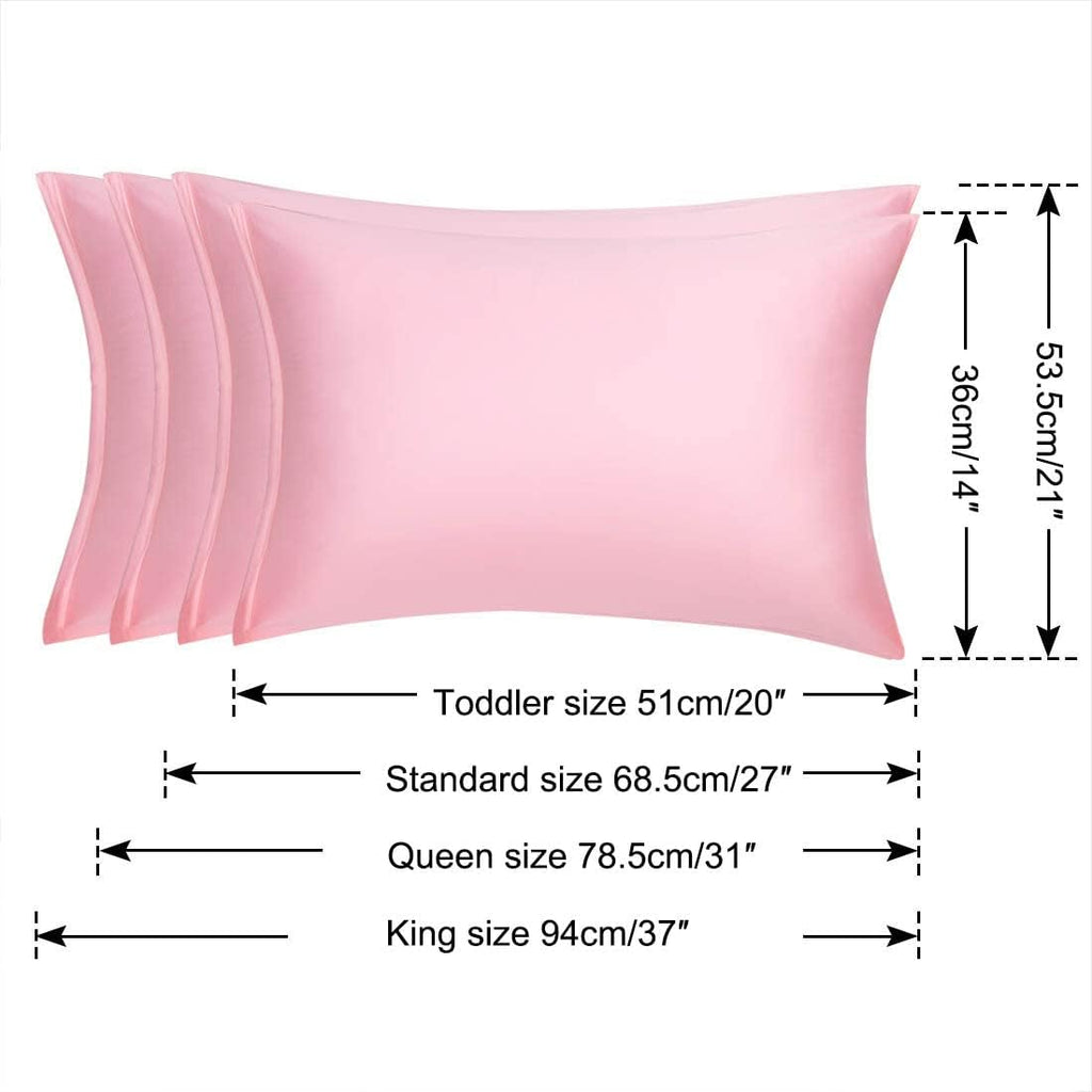 uxcell Travel Satin Pillowcase with Zipper, Super Soft and Luxury, Silky Pillow Cases Covers Set of 2, 14"x20", Blush