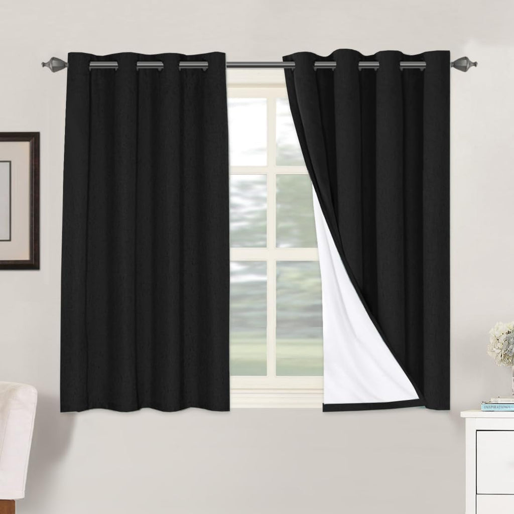 H.VERSAILTEX 100% Blackout Curtains for Bedroom Thermal Insulated Linen Textured Curtains Heat and Full Light Blocking Drapes Living Room…