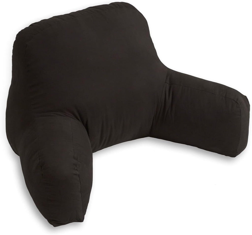 Greendale Home Fashions Cotton Duck Bed Rest Reading Pillow with Arms, Coal