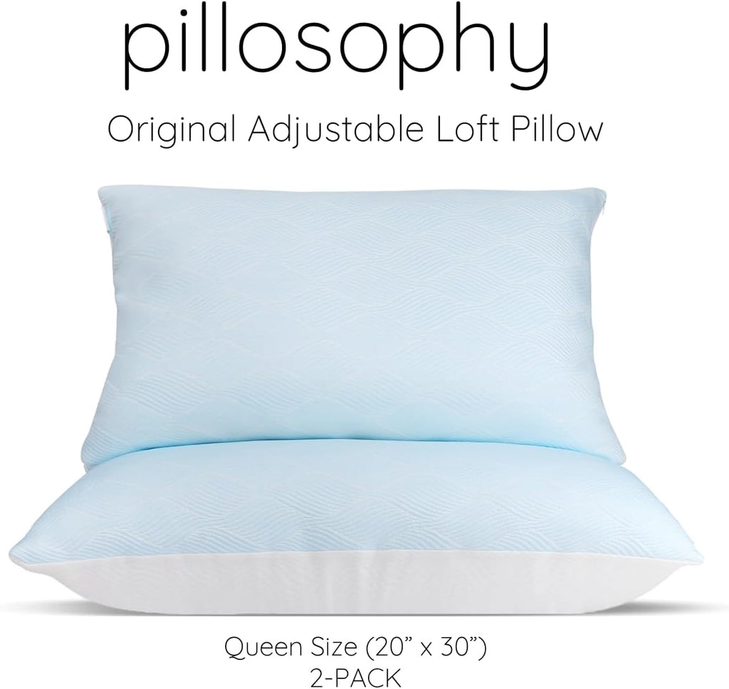 pillosophythetheoryofsleep pillosophy Original Adjustable Loft Pillow • Gel-Infused Shredded Memory Foam Fill • Dual-Sided Washable Cooling…