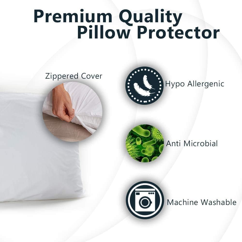 ExpressUSASupplies Set of 2 Standard/Queen Waterproof Pillow Protectors - Temperature Balancing, Allergist Recommended - Breathable, Zipper…