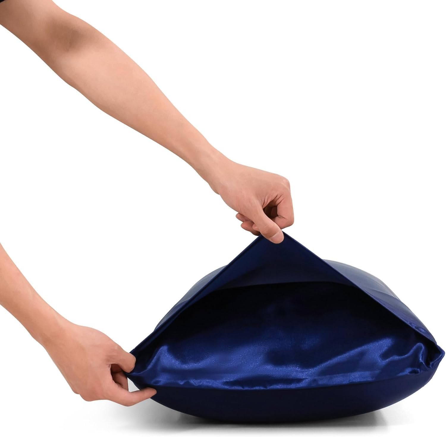 Satin Pillowcase Set of 4 -Silky Pillow Cases for Hair and Skin, Pillow Covers with Envelope Closure, Gifts for Women Men (4, Navy, Queen)