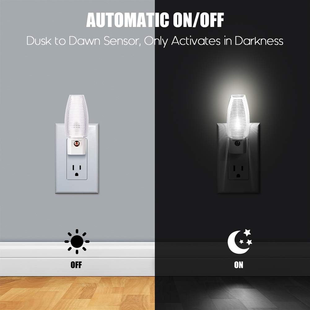 Emotionlite Plug in Night Light, Neutral White LED Nightlight, Dusk to Dawn Sensor, Kids, Nursery, Bedroom, Bathroom, Hallway, Stairs…