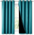 Nicetown Extra Long Truly Blackout Drapes for Hall and Villa, 46" Width Each Panel, 45" Length, Peacock Teal, 2 Pieces, 100% Blackout Windo…
