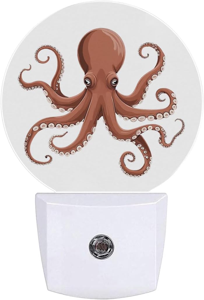 Octopus Plug in Night Light Auto Light Round Lamps Energy Saving Gift for Women Men Friends