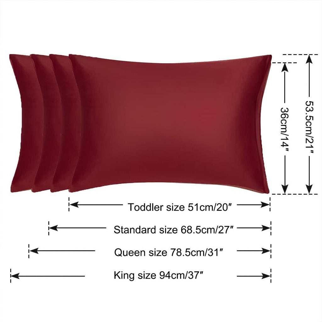 uxcell Queen Satin Pillowcase with Zipper, Super Soft and Luxury, Silky Pillow Cases Covers Set of 2, 21"x31", Red