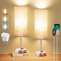 ZJOJO Table Lamp for Bedroom 2 Pack,18in Bedside Lamps with 3 Way Dimmable Rocker Switch & AC Outlet, Nightstand Desk Lamp with Gray…