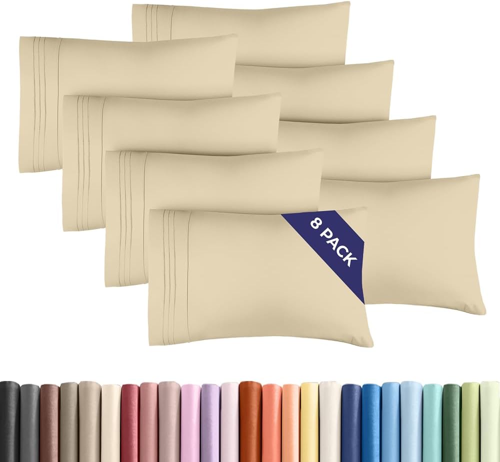 Standard Pillow Cases Set of 8 - Ultra Soft Hotel Quality Pillowcase Covers - Comfy, Cozy & Wrinkle Free - Shrink, Stain and Fade…