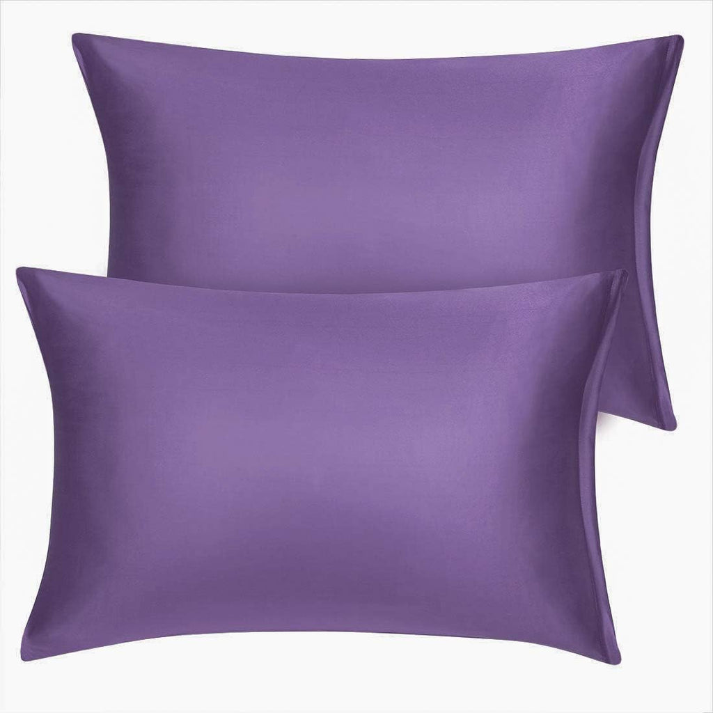 uxcell King Satin Pillowcase with Zipper, Super Soft and Luxury, Silky Pillow Cases Covers Set of 2, 21"x37", Purple