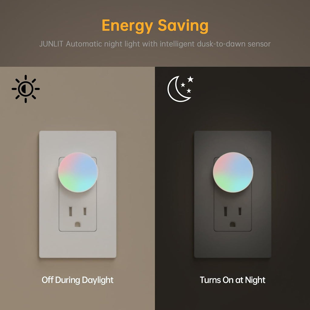 Plug in Night Light 12 Pack, Mni Night Lights with 4-Color Changing, Dusk to Dawn, 3 Brightness Levels, Ideal Dimmable Nightlight for…
