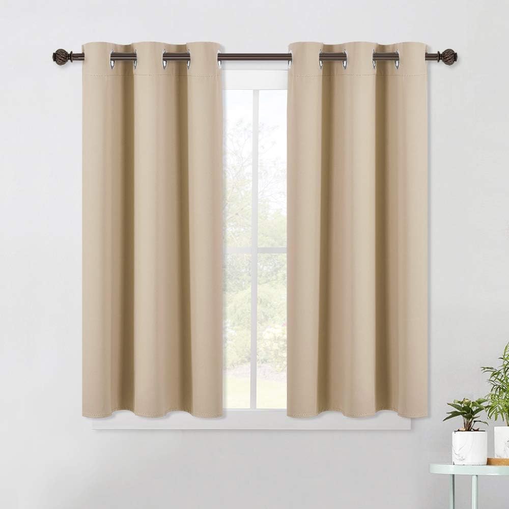 NICETOWN Room Darkening Curtain Panels for Living Room, Thermal Insulated Grommet Room Darkening Draperies/Drapes for Window (Biscotti…