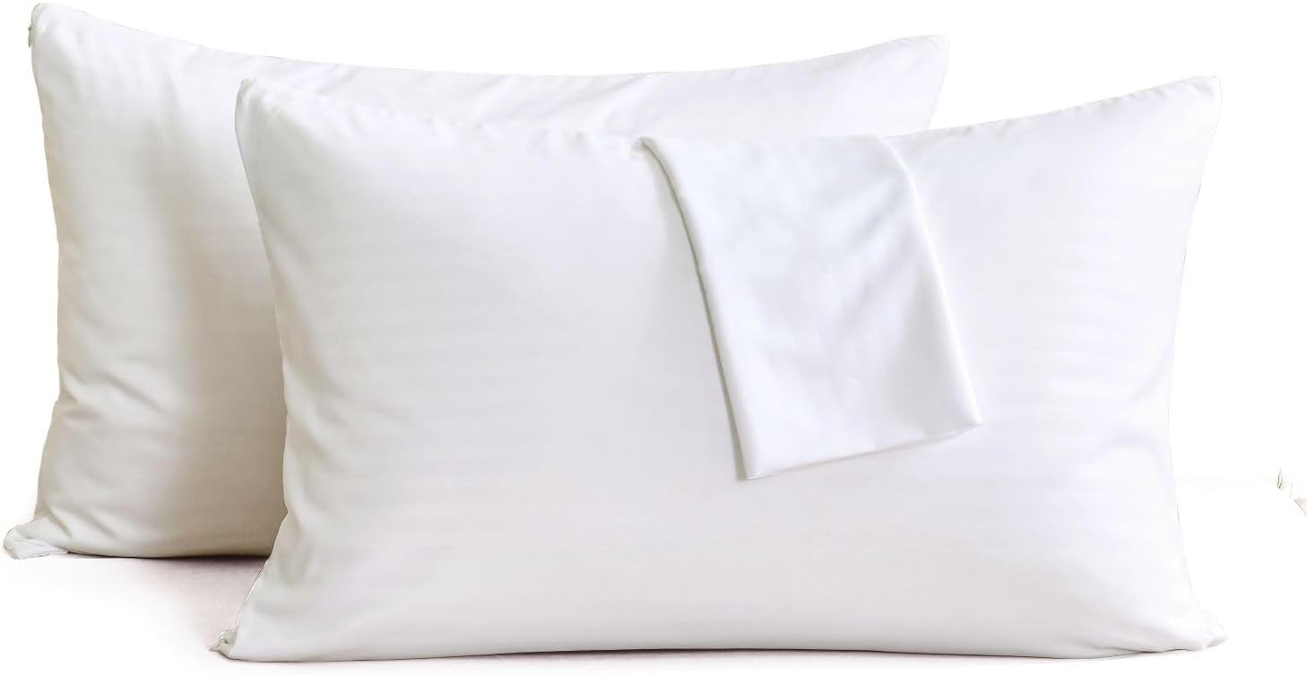 4 Pack Standard Size Pillow Protectors with Zipper, Luxury Hotel Quality Pillow Cases Covers, Soft, Breathable, Machine Washable, 20x 26…