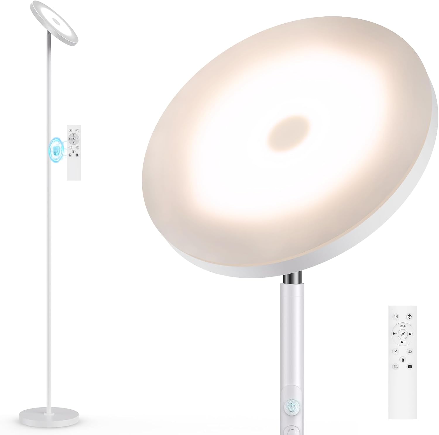 Floor Lamp, Bright 36W 3500LM Standing Lamp with Remote, 2700K Soft White to 6500K Cool White Adjustable, Touch Control Dimmable Torchiere…