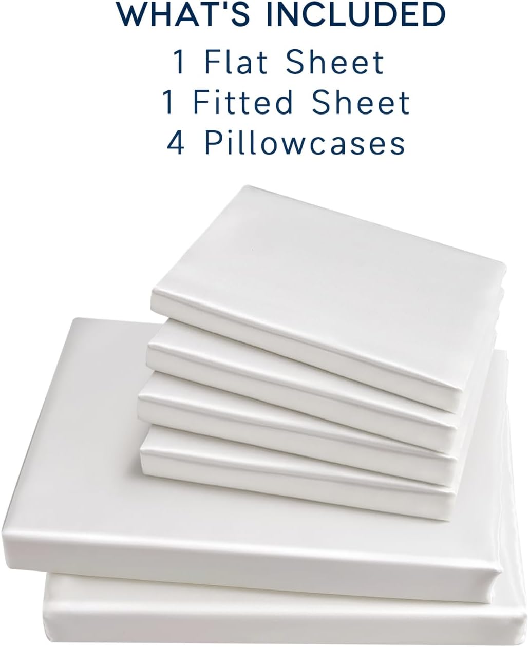 Golal Satin Sheets Full Size - 6 Pieces Luxury Silky Soft Bed Sheets, Wrinkle-Free White Satin Silk Sheet Set with 1 Deep Pocket Fitted She…