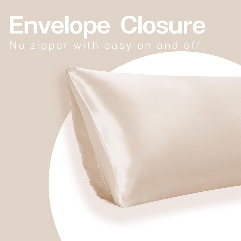 MR&HM Satin Body Pillow Cover, Soft and Breathable Body Pillow Case with Envelope Closure, Cooling and Silky Long Pillowcase for Hair and…